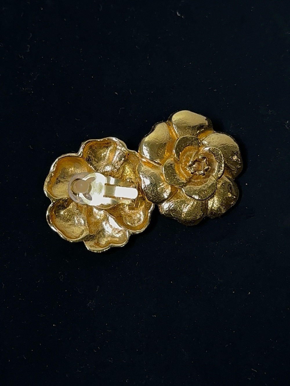Chanel Gold Flower Stud Earrings - Elegant Floral Design